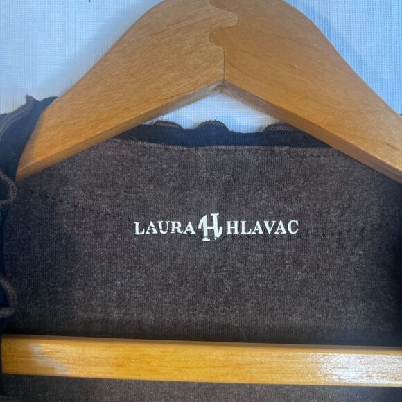 Laura Hlavac Ruffled Trim Longline Cardigan Open Front Cotton Blend Size Large - Picture 10 of 13